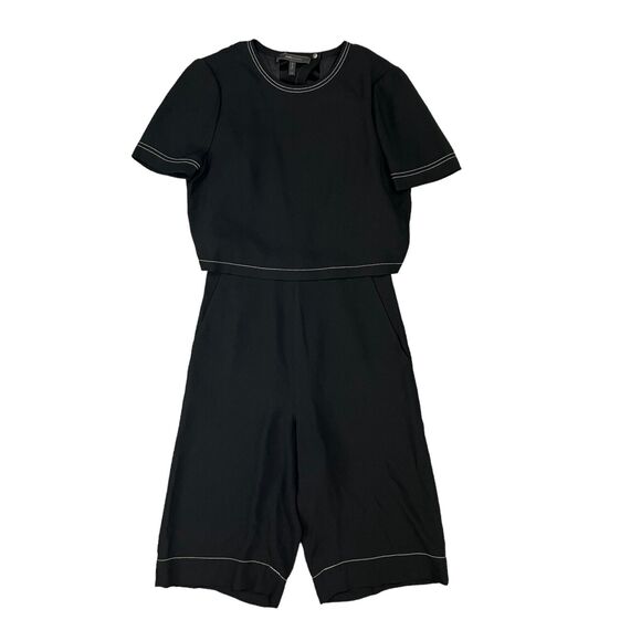 BCBGMaxazria Romper Womens Extra Small Black Richmond Curtain Back Zip Bermuda - Picture 1 of 14